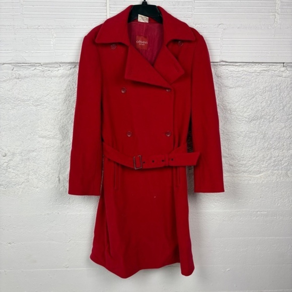 OLSEN EUROPE Red virgin wool Double-Breasted Coat size 8